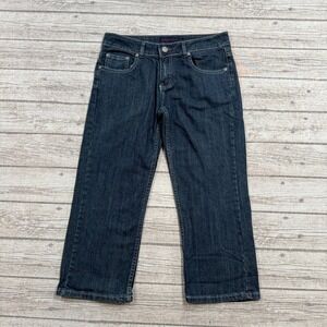 Vertigo Jeans Women's 30 Blue Dark Wash Cropped Denim Straight Leg Embellished